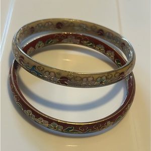 Vintage Cloisonne Bangle Bracelets (set of 2)